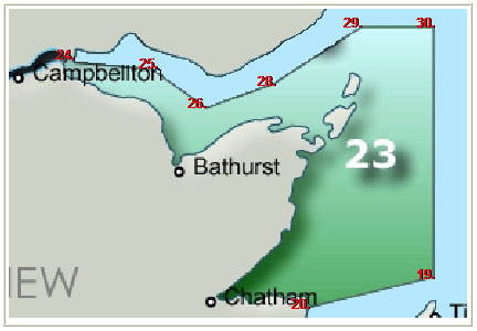 Map of Rock Crab Fishing Area 23. See details below